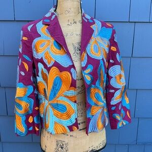 Anthropologie Multicolor Floral Blazer et:twa embroidered jacket